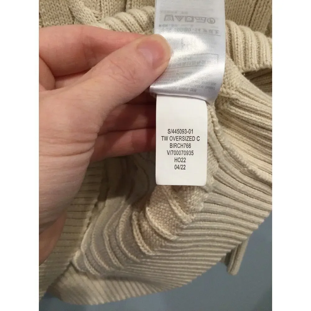 Gap Kids Fisherman Sweater Girl 14 16 Chunk Cable Knit Ivory Prep Organic Cotton